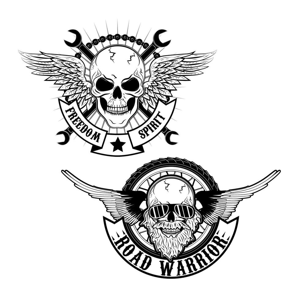 The spirit of freedom and road warrior. Vector illustration tattoo style