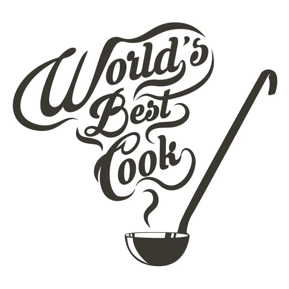 ladle with the slogan world best cook. Vector illustration.