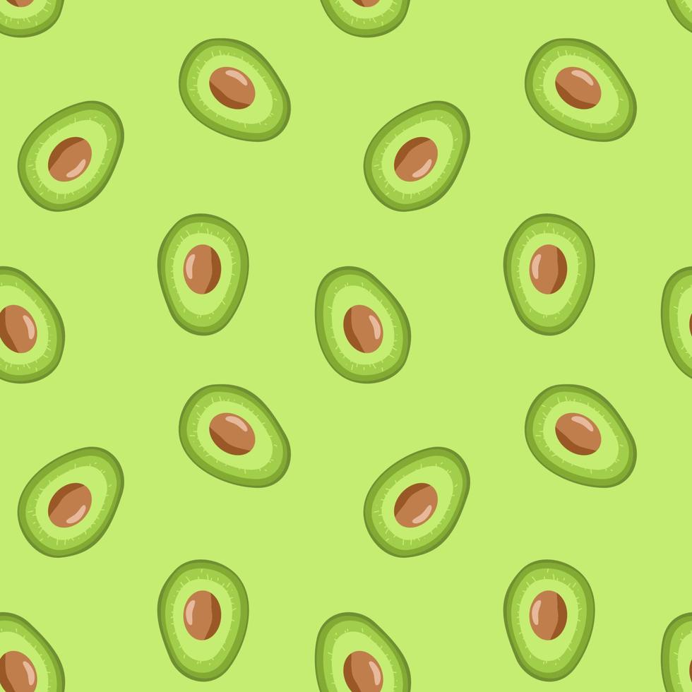 Simple hand drawn avocado seamless pattern, vegetables healthy food background, positive green flying sliced avocados, ecological kids template for cover, textile, cooking interior vector illustration