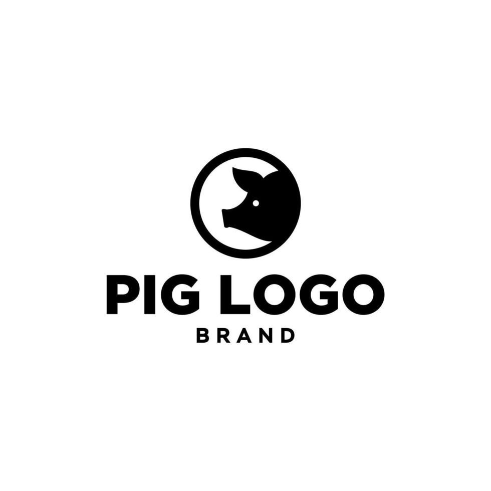 pig pork logo illustration icon design in trendy minimal style isolated on white background vector