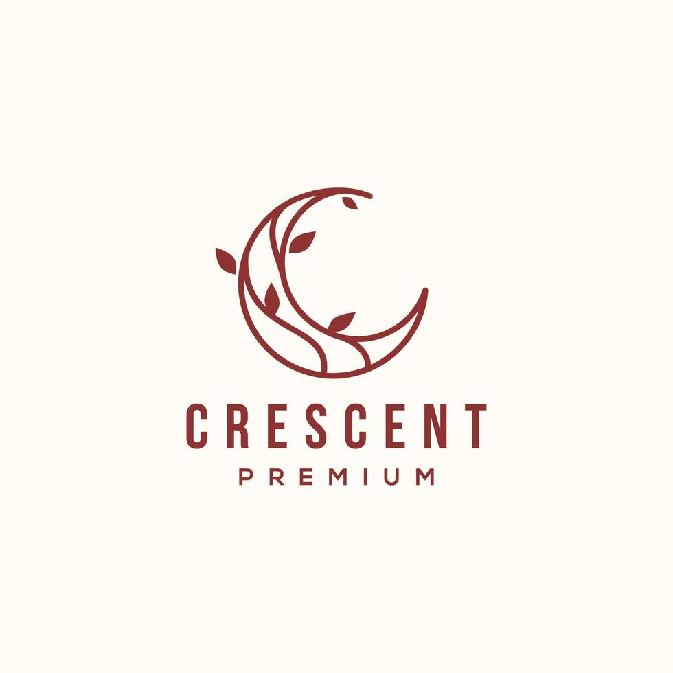 elegant crescent moon logo design line icon vector in luxury style outline linear