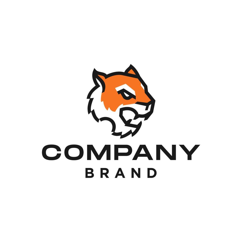 tiger head in trendy line outline abstract design vector