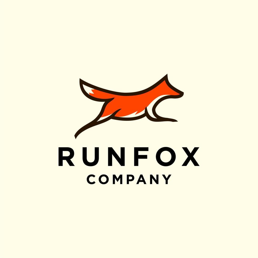 fox running or jumping logo icon vector design Illustration abstract line design