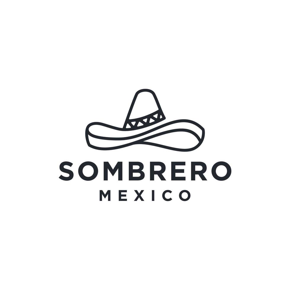 sombrero tradicional mexicano sombrero contorno vector icono logo. icono de sombrero de México negro de línea delgada, ilustración de elemento simple de vector plano del concepto editable trazo aislado sobre fondo blanco