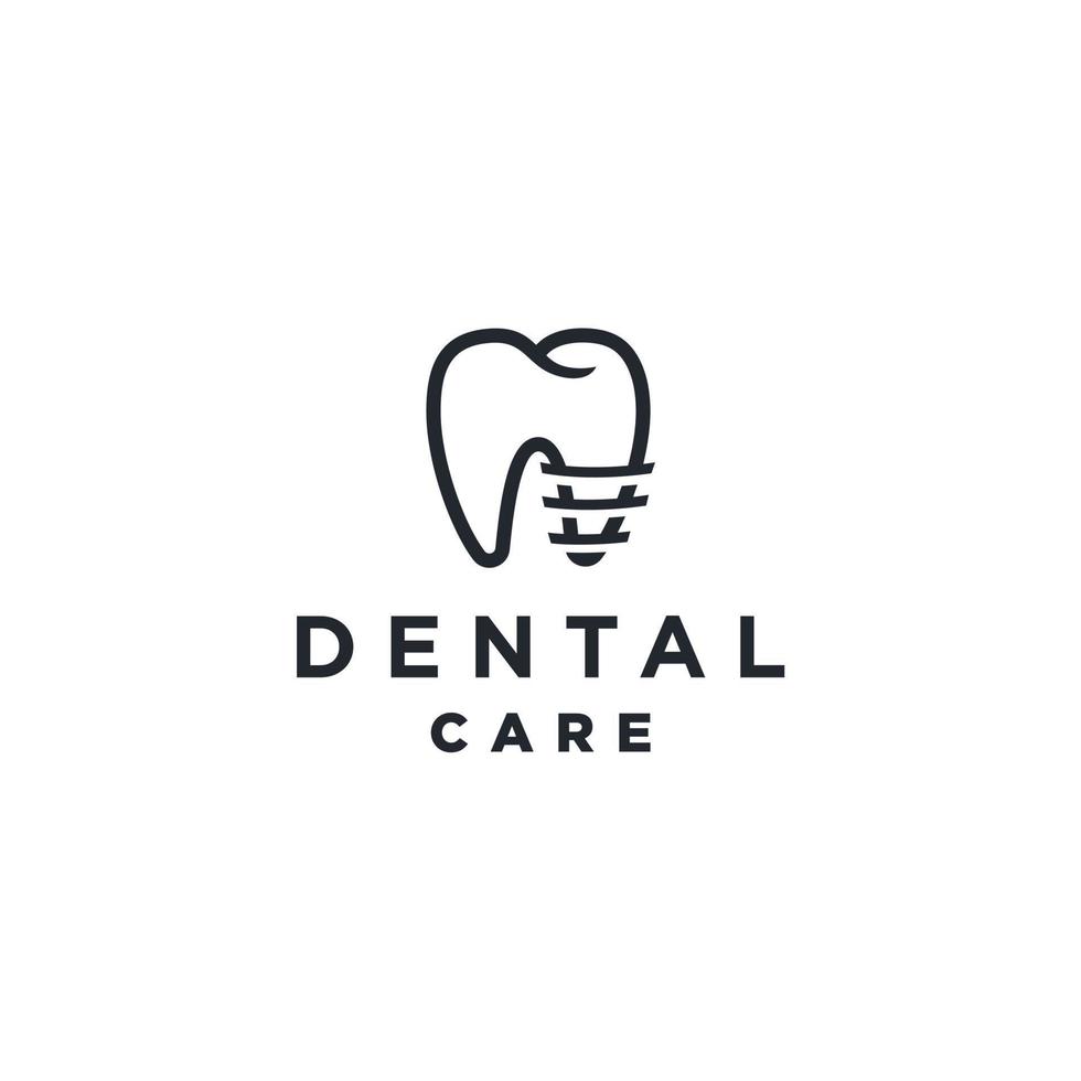 icono del logotipo de los dientes, cuidado dental implante diente logotipo vector ilustración resumen diseño mínimo