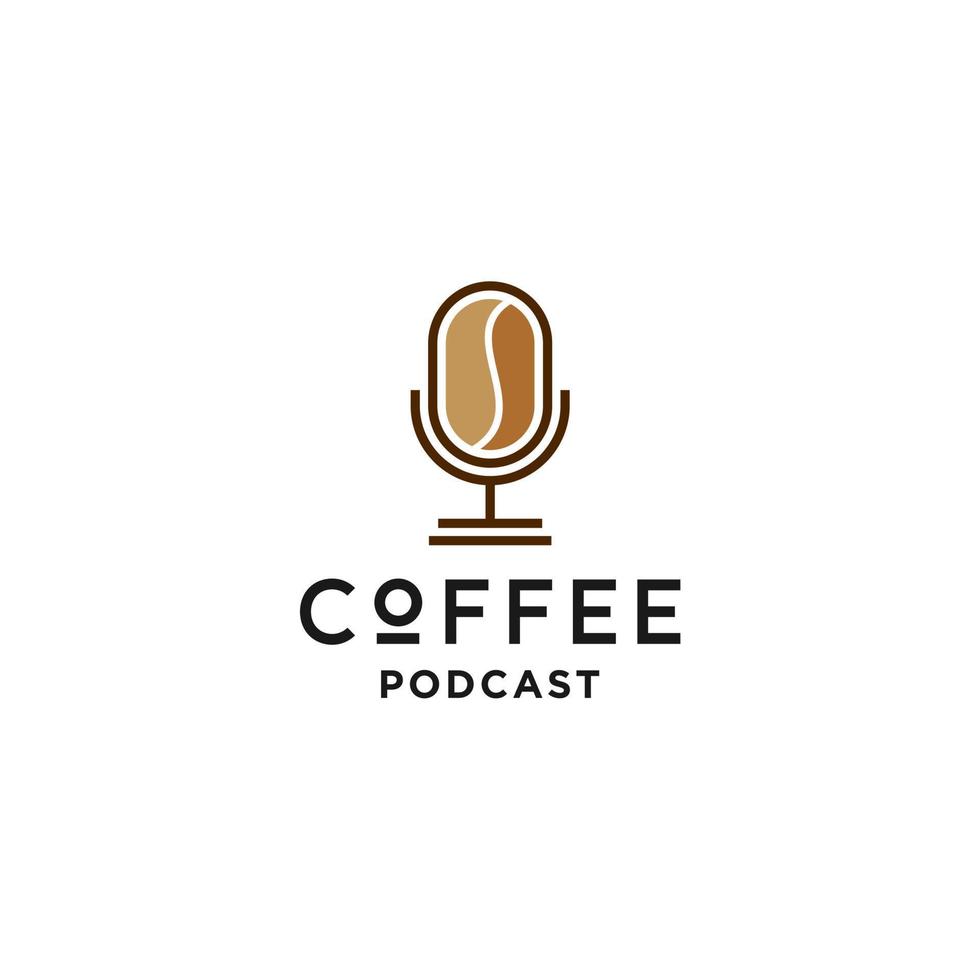 coffee with bean podcast line logo icon vector design for coffee talk radio