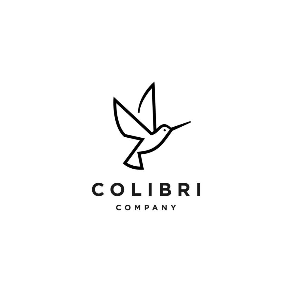 ilustración de vector de logotipo de icono de colibrí abstracto en estilo de arte de contorno de línea de moda