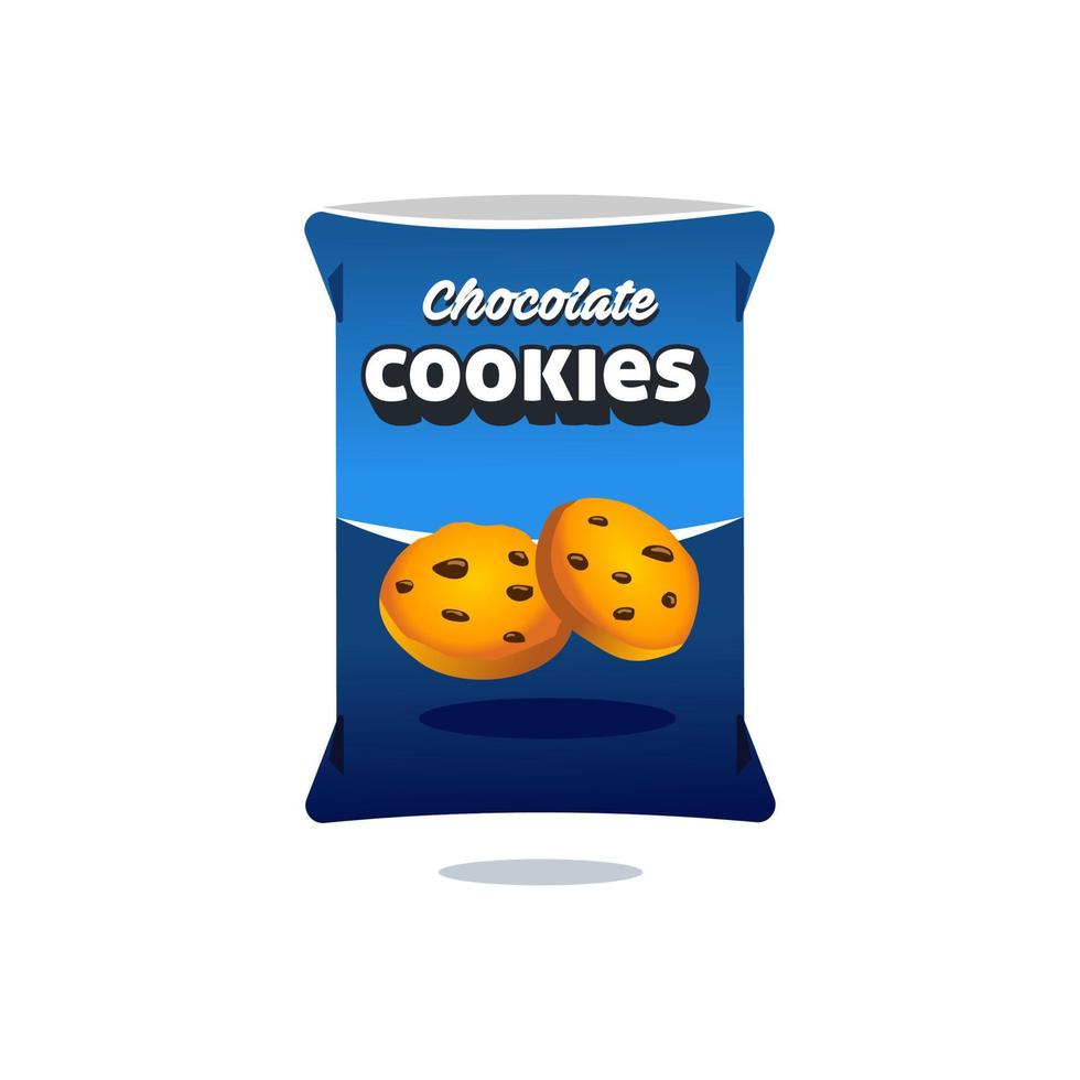 cookies snack bag plastic packaging design illustration icon for food and beverage business, snack branding element logo vector. vector