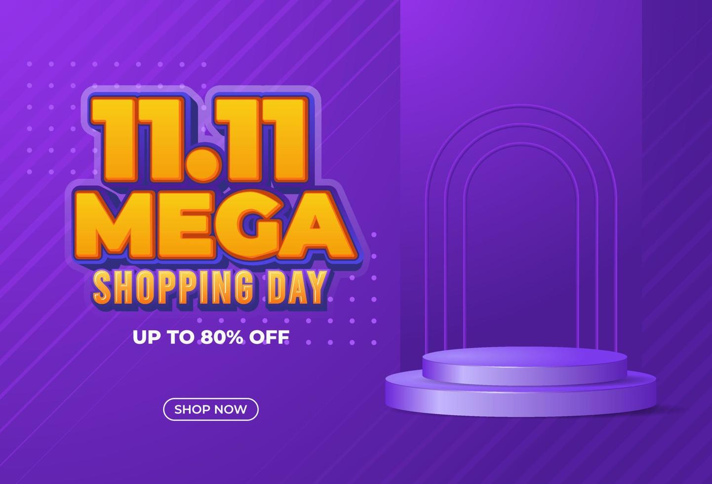 modern and colorful 11.11 november mega shopping day sale background with 3d podium vector