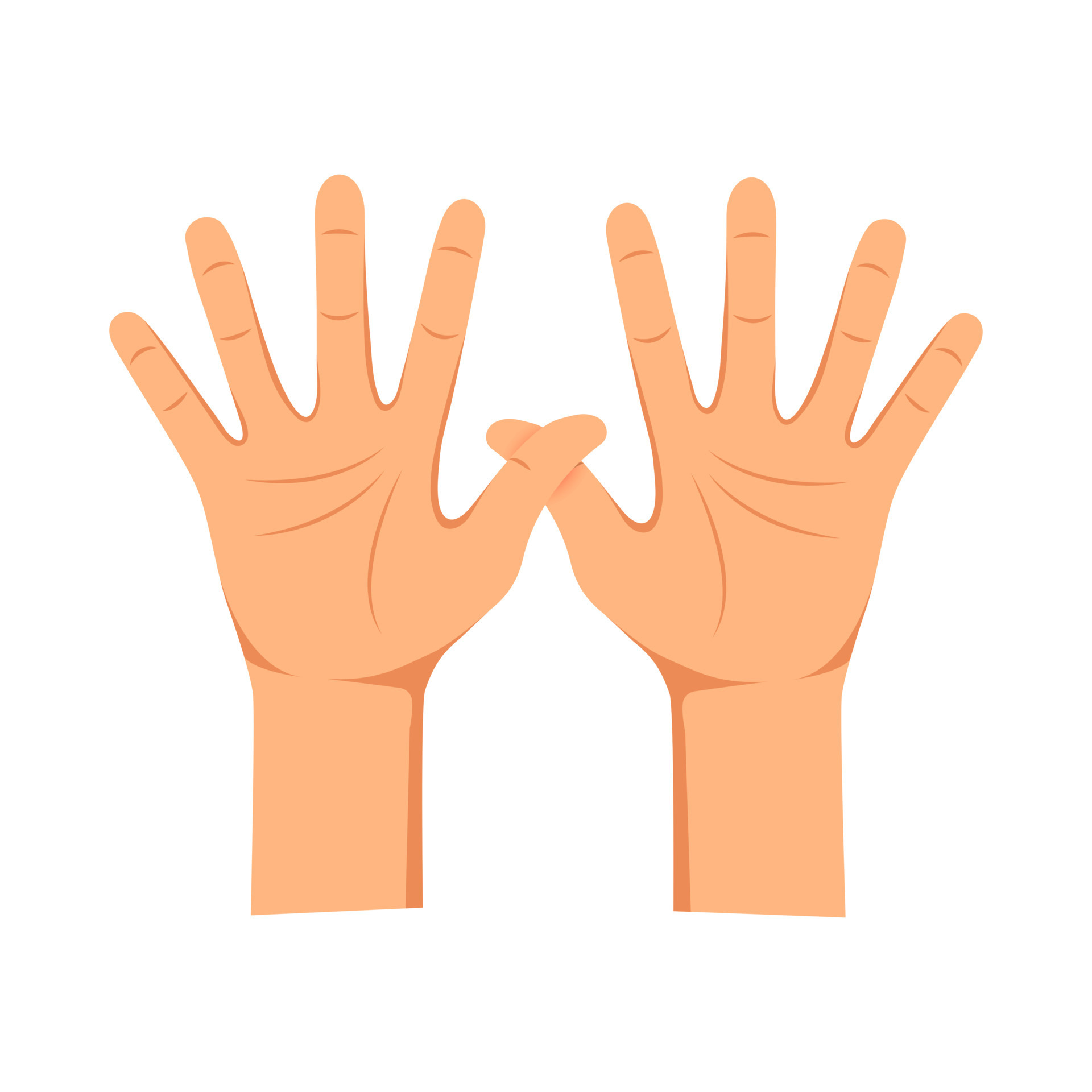 Human hands palm up isolated on white background. Various hand gesture