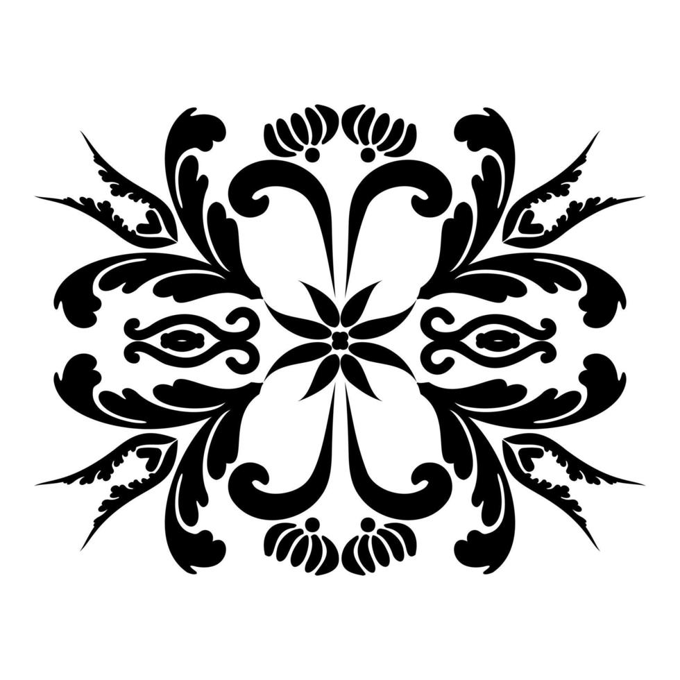 Mehndi pattern.Reusable floral painting stencils. For the design of wall, menus, wedding invitations or labels, for laser cutting, marquetry. Digital graphics. Black and white. vector