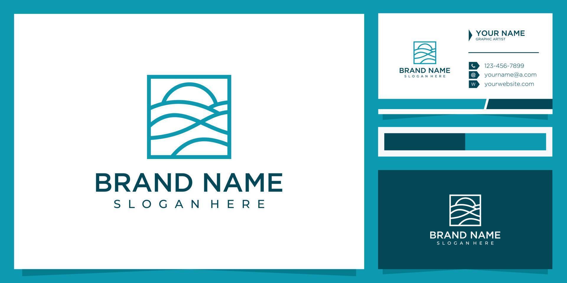 Landscape logo design illustration vector template with business card
