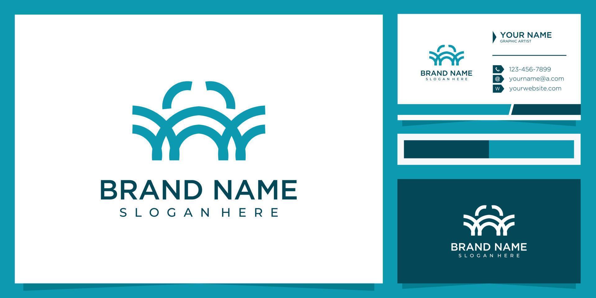 Line abstract logo design concept with business card vector