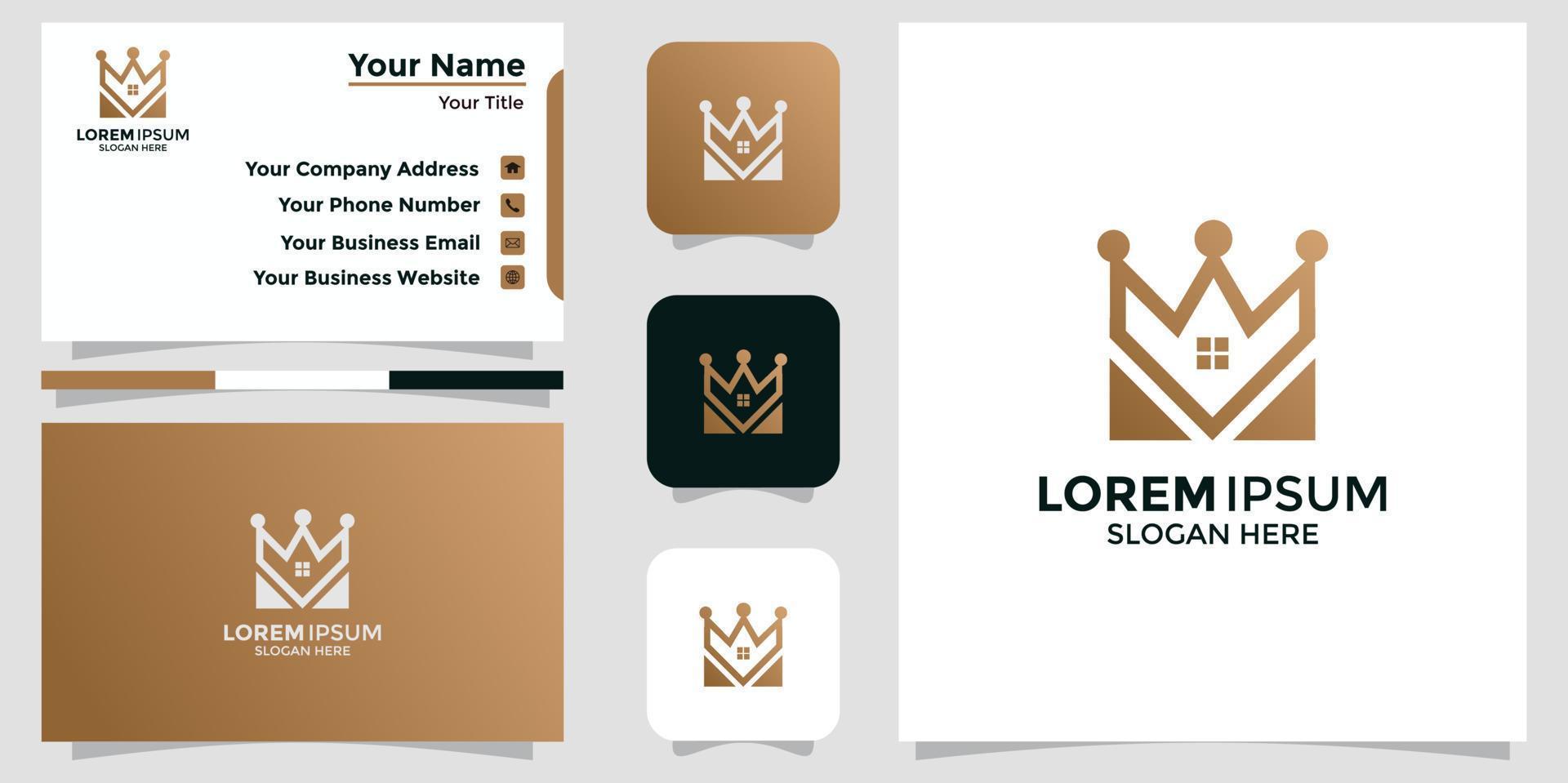 house design logo combination with crown vector