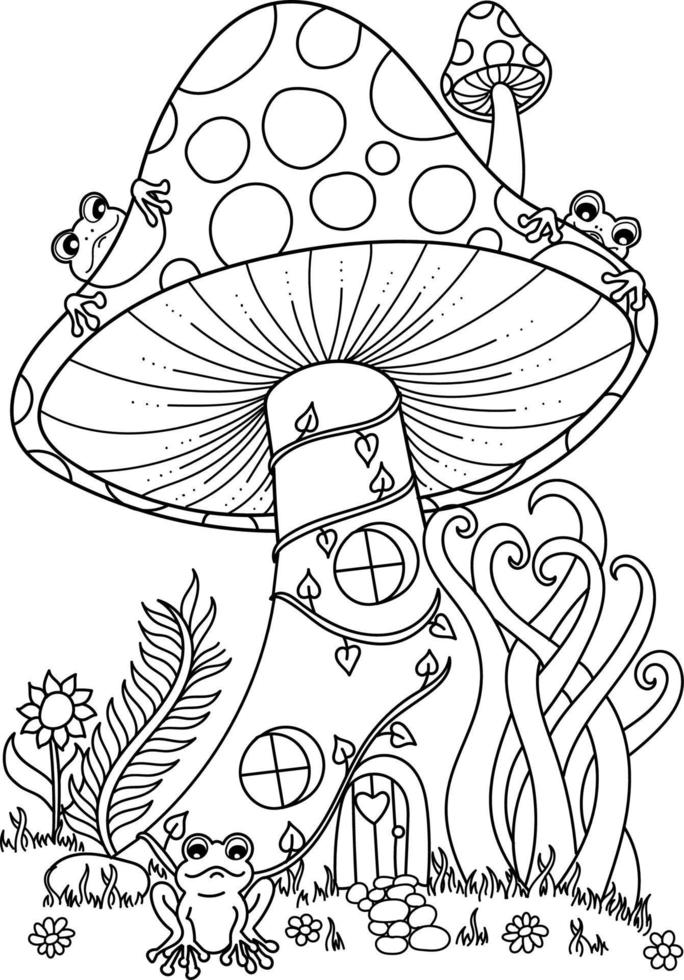 Mushroom Coloring Book Vector Art, Icons, and Graphics for Free Download