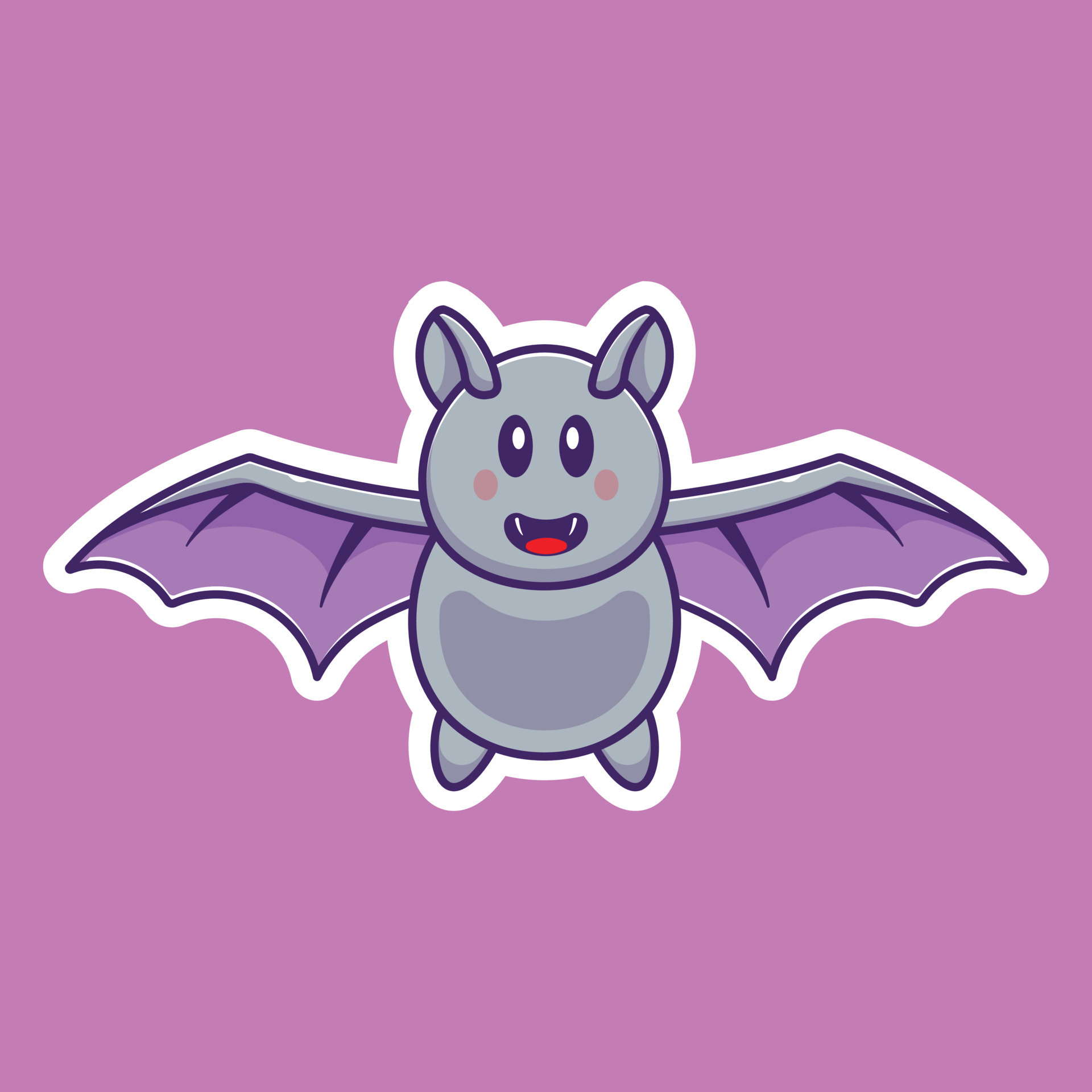 Cartoon icon illustration of a cute Bat in flight. Halloween concept