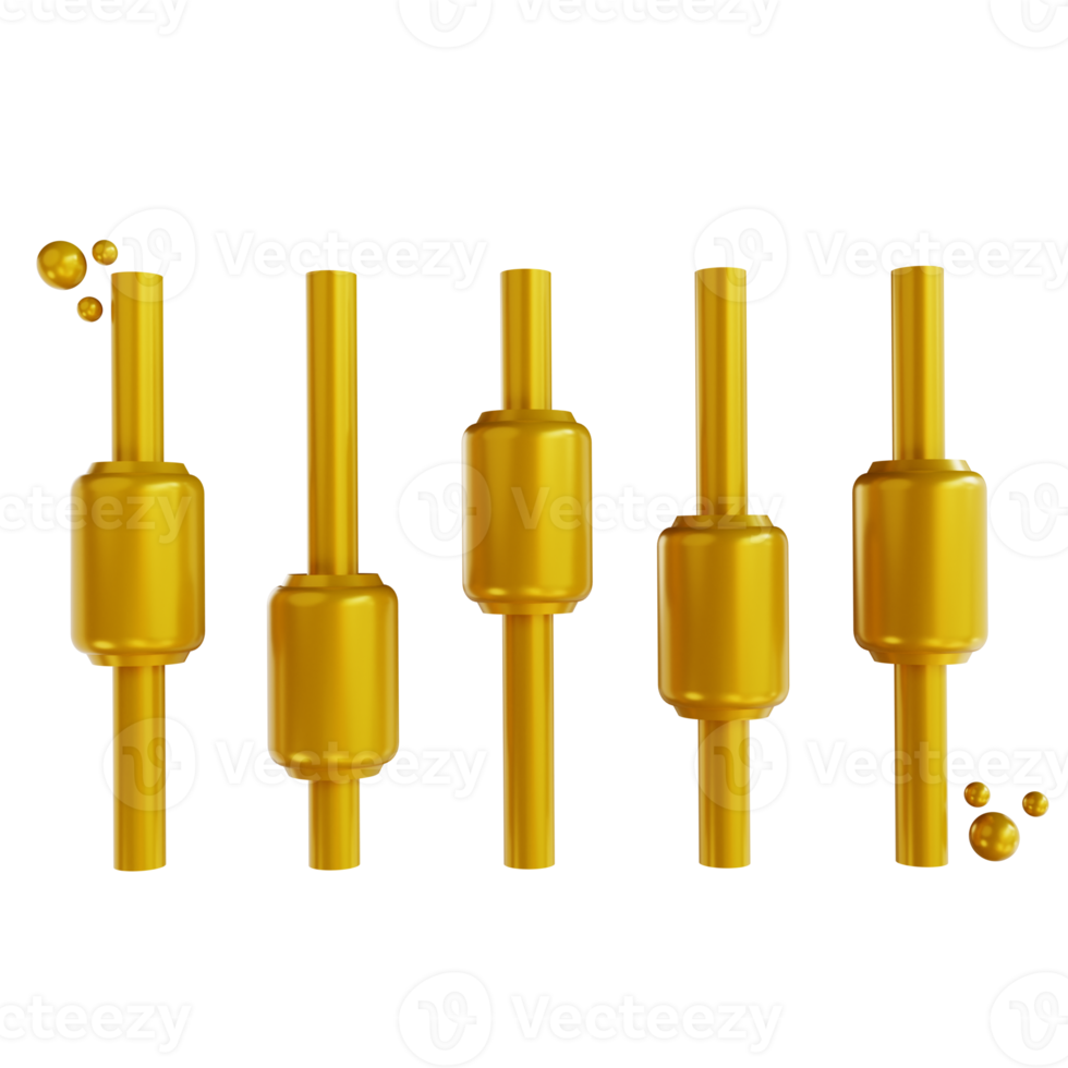 3D illustrations golden Ethereum candlestick png