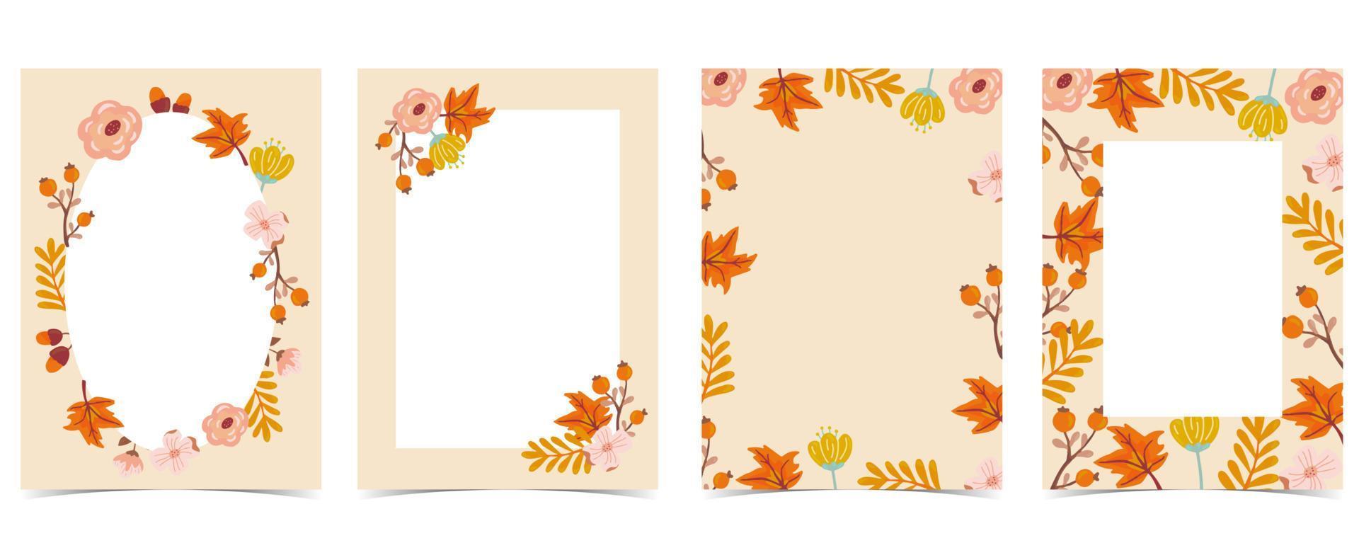 orange autumn background with tree,leaves,flower vector