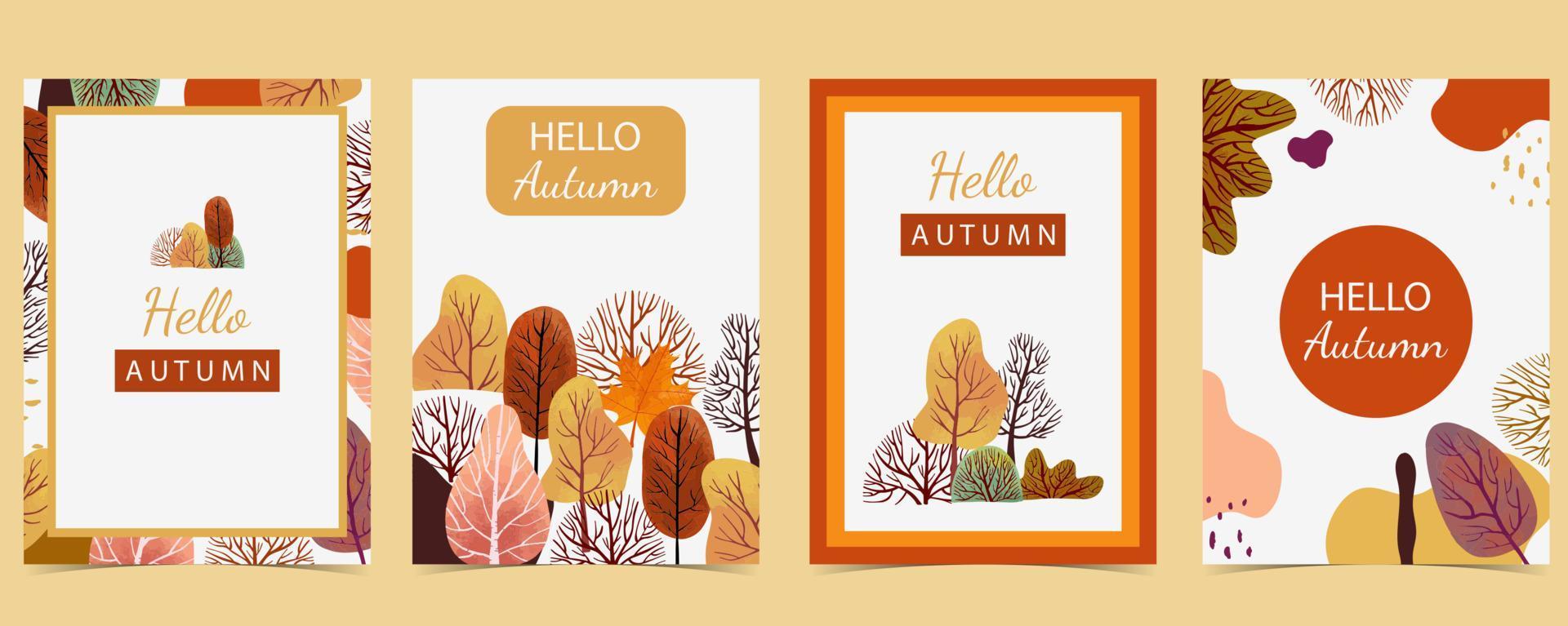 orange autumn background with tree,forest vector