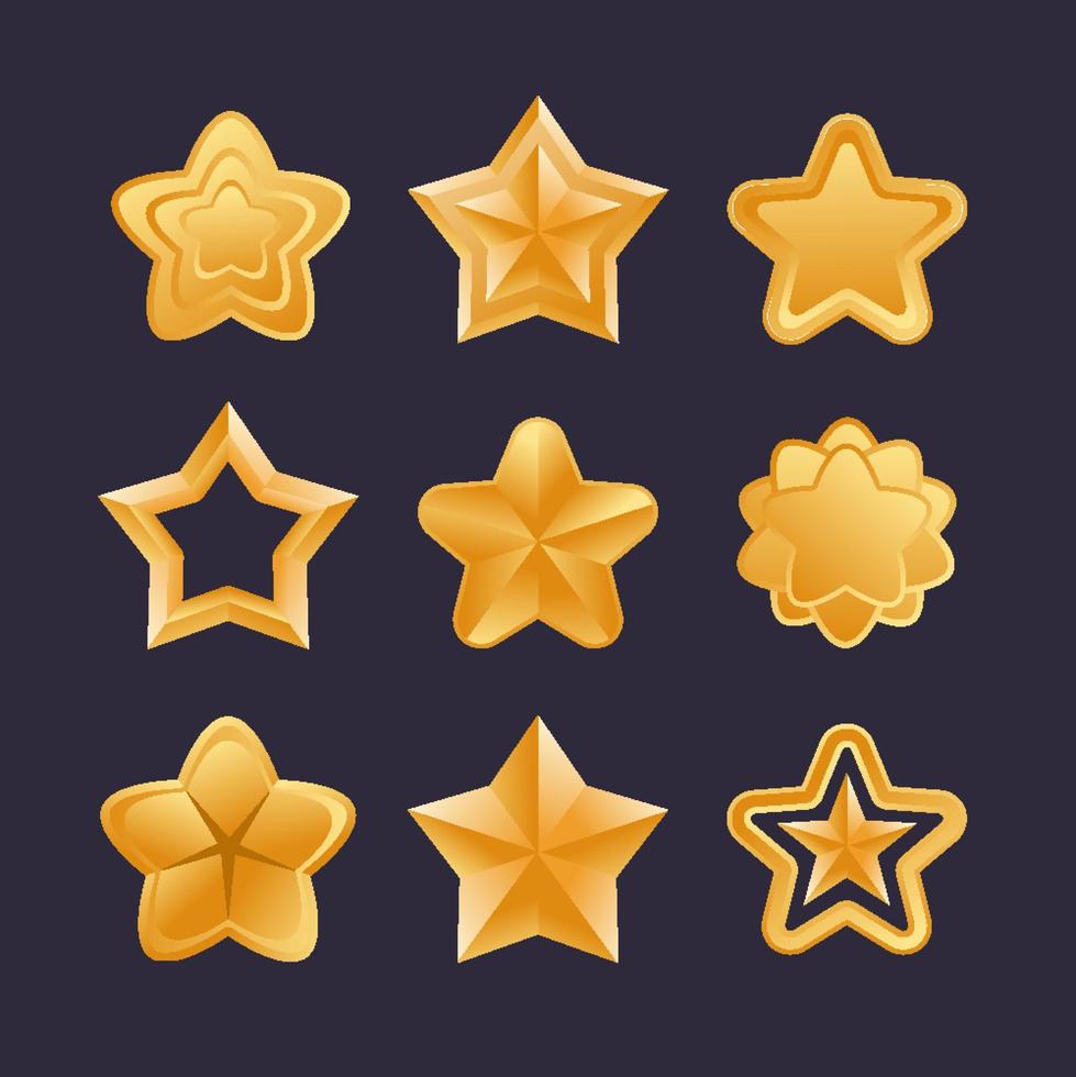 Gradient Luxury Gold Star Icons vector