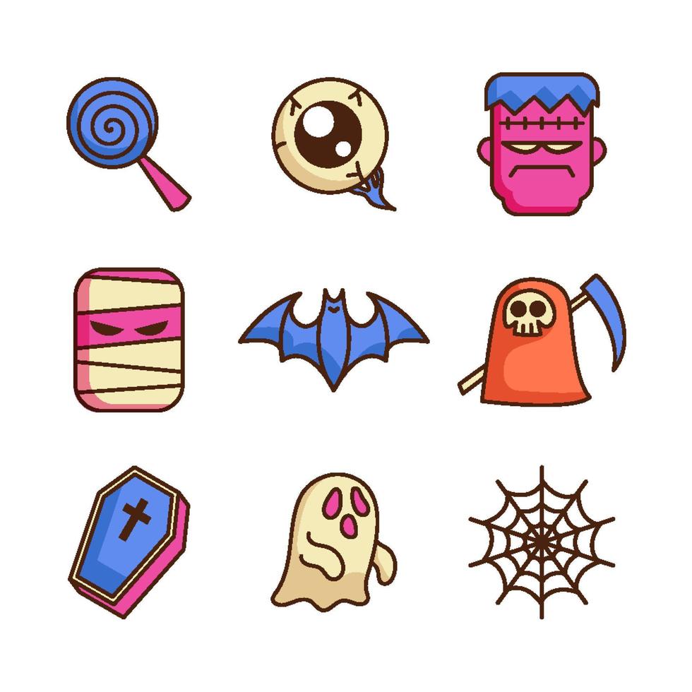 Cute Halloween Icon Collections vector