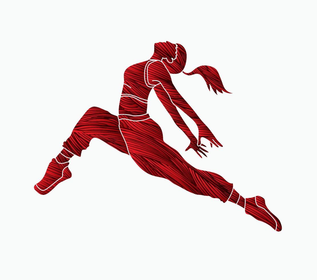 Woman Jumping Freedom Dancing Street Dance Action vector