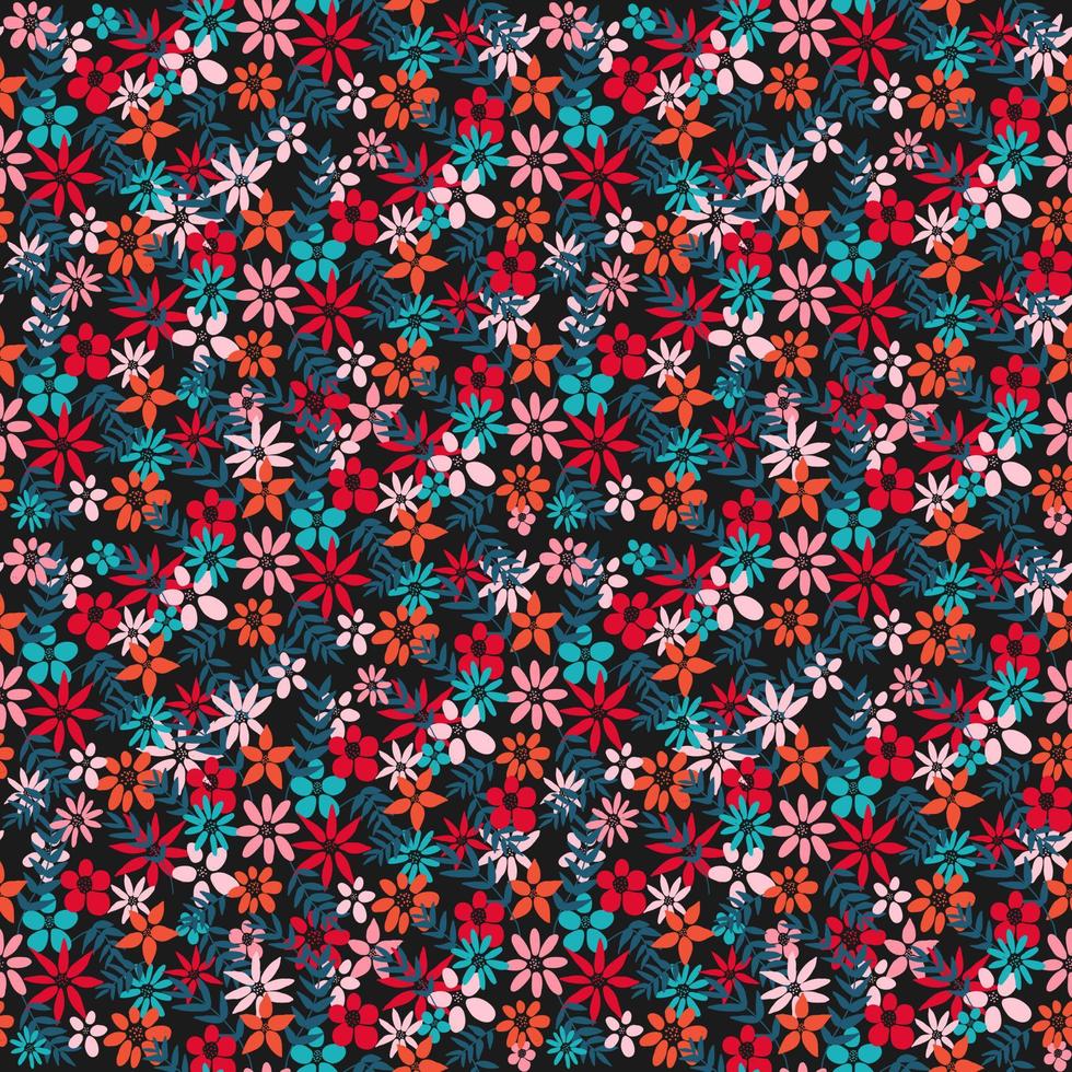 Floral pattern on a black background. Seamless pattern to decorate dresses or skirts. Decorate your fabric with floral patterns. vector