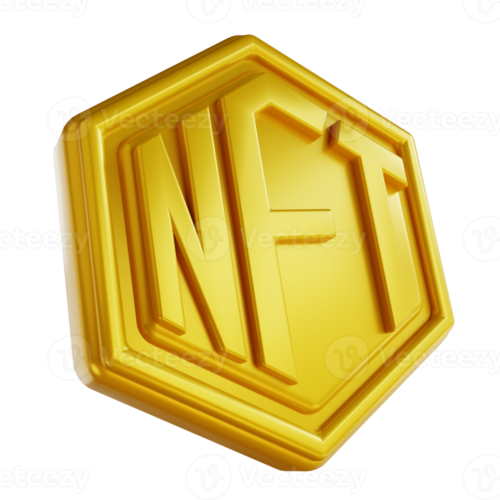 3D illustrations golden NFT logo png