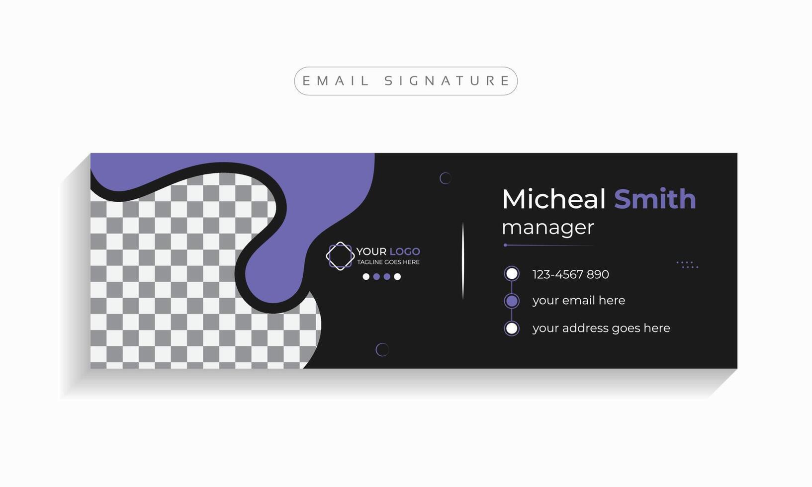 Email signature template design or cover design,  Corporate business multi-purpose template with an author photo place modern layout. vector