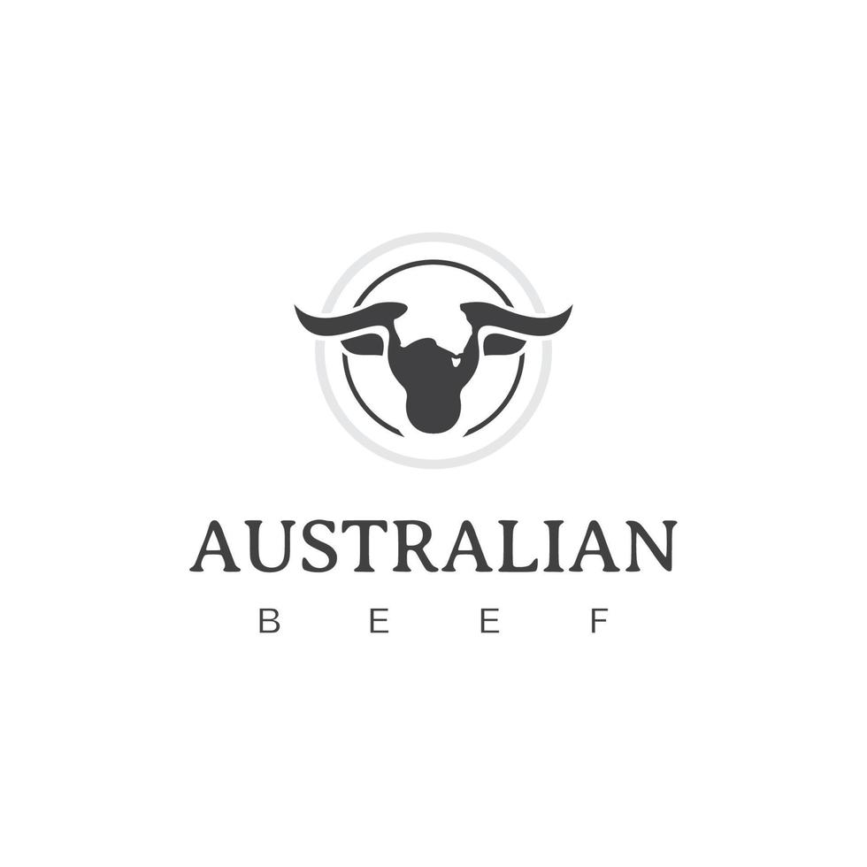 Retro Vintage Australian Beef Emblem Label logo design Template vector