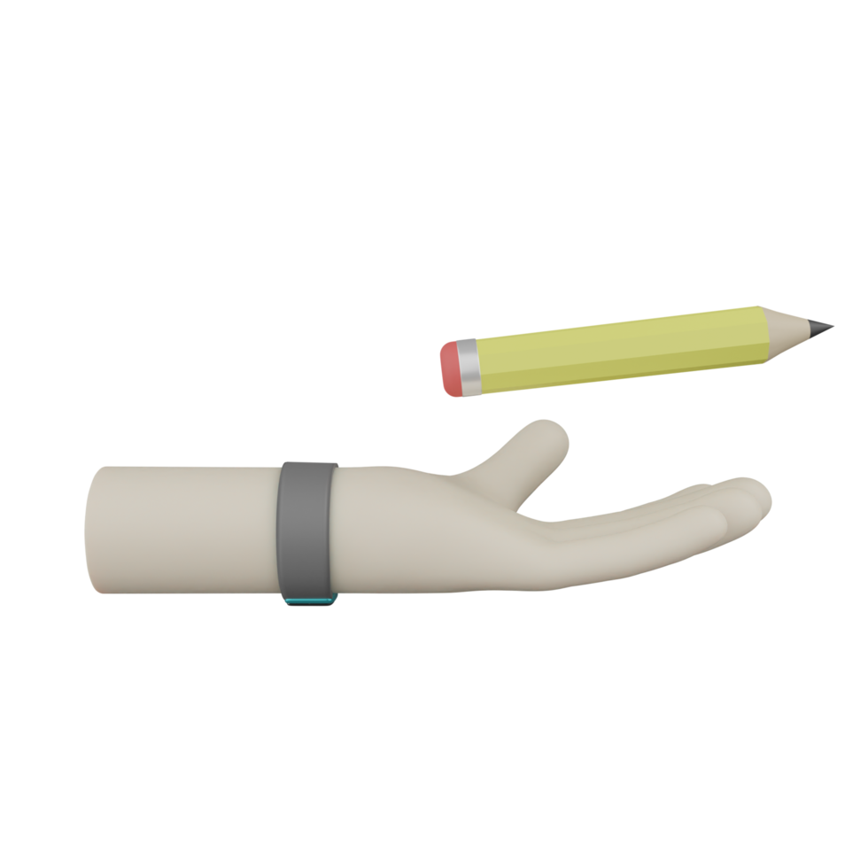 3d geïsoleerd hand- met dingen over onderwijs png