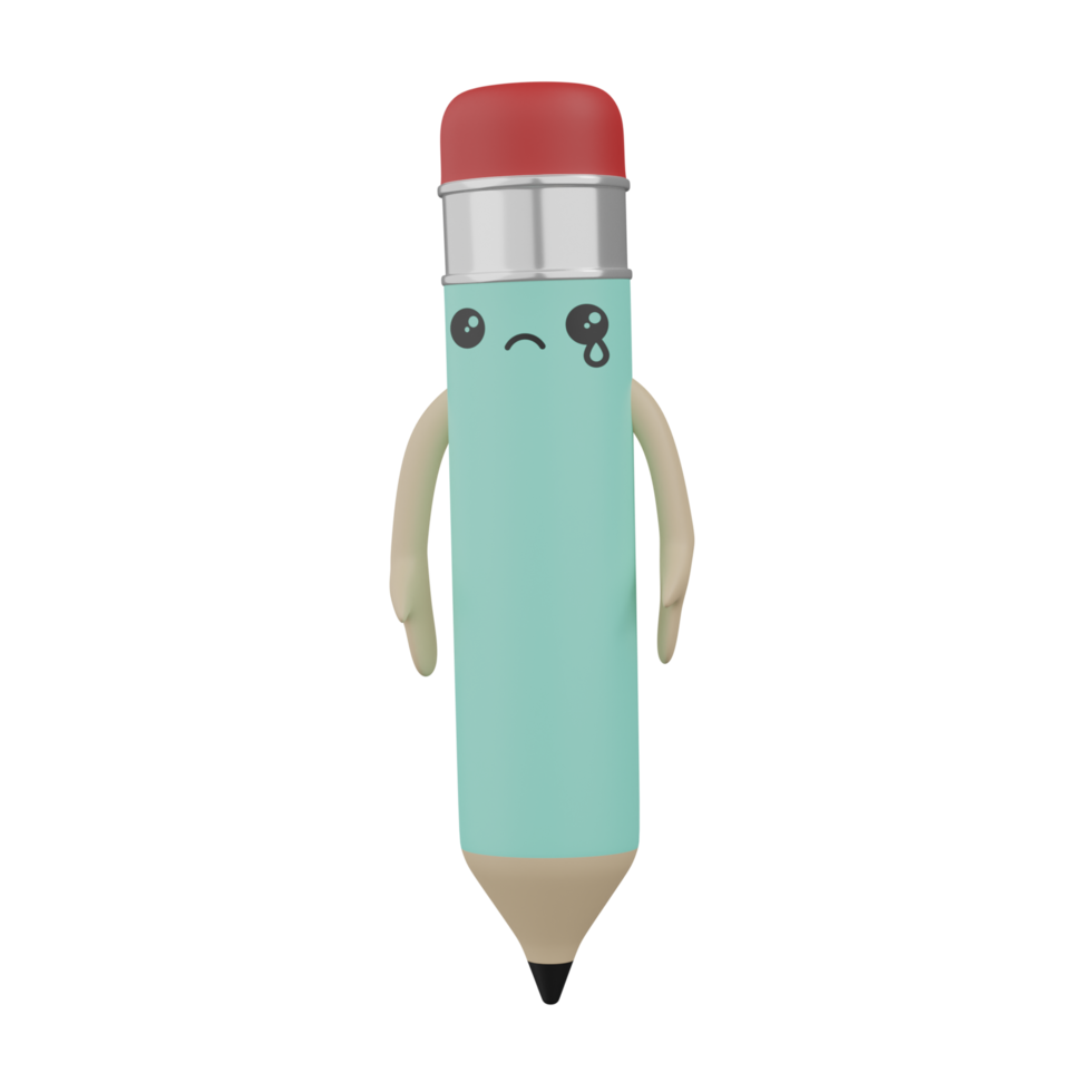 Personnage de crayon vert isolé 3d png