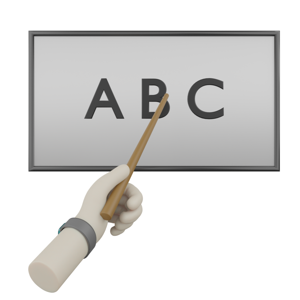 3D Isolated Hand With Things About Education png