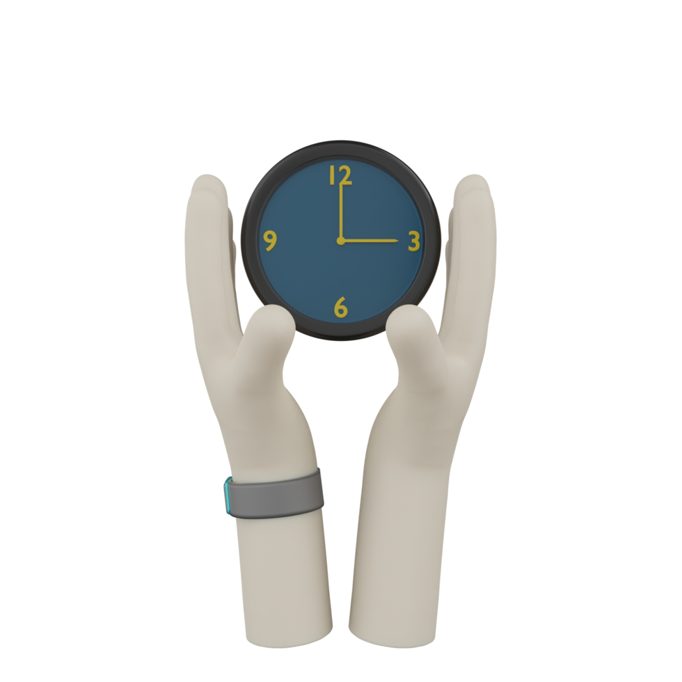 3D Hand With Clock png