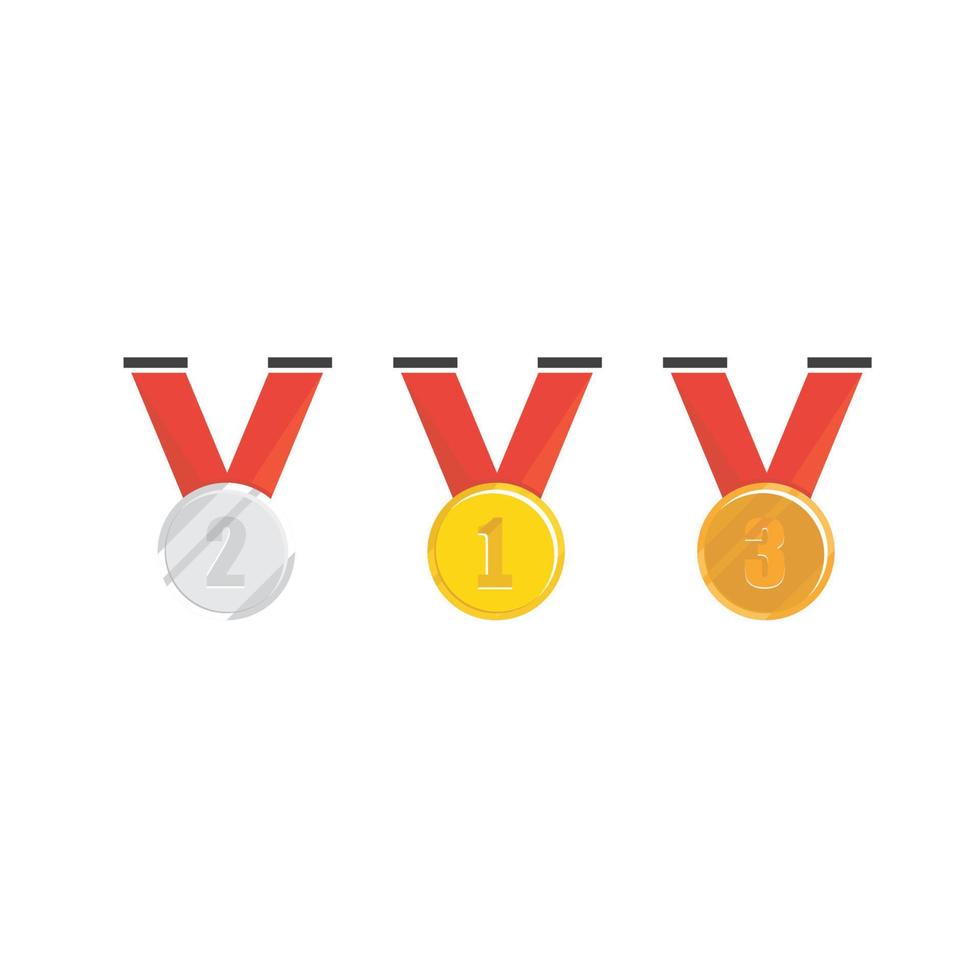 conjunto de vectores de medallas de oro, plata y bronce