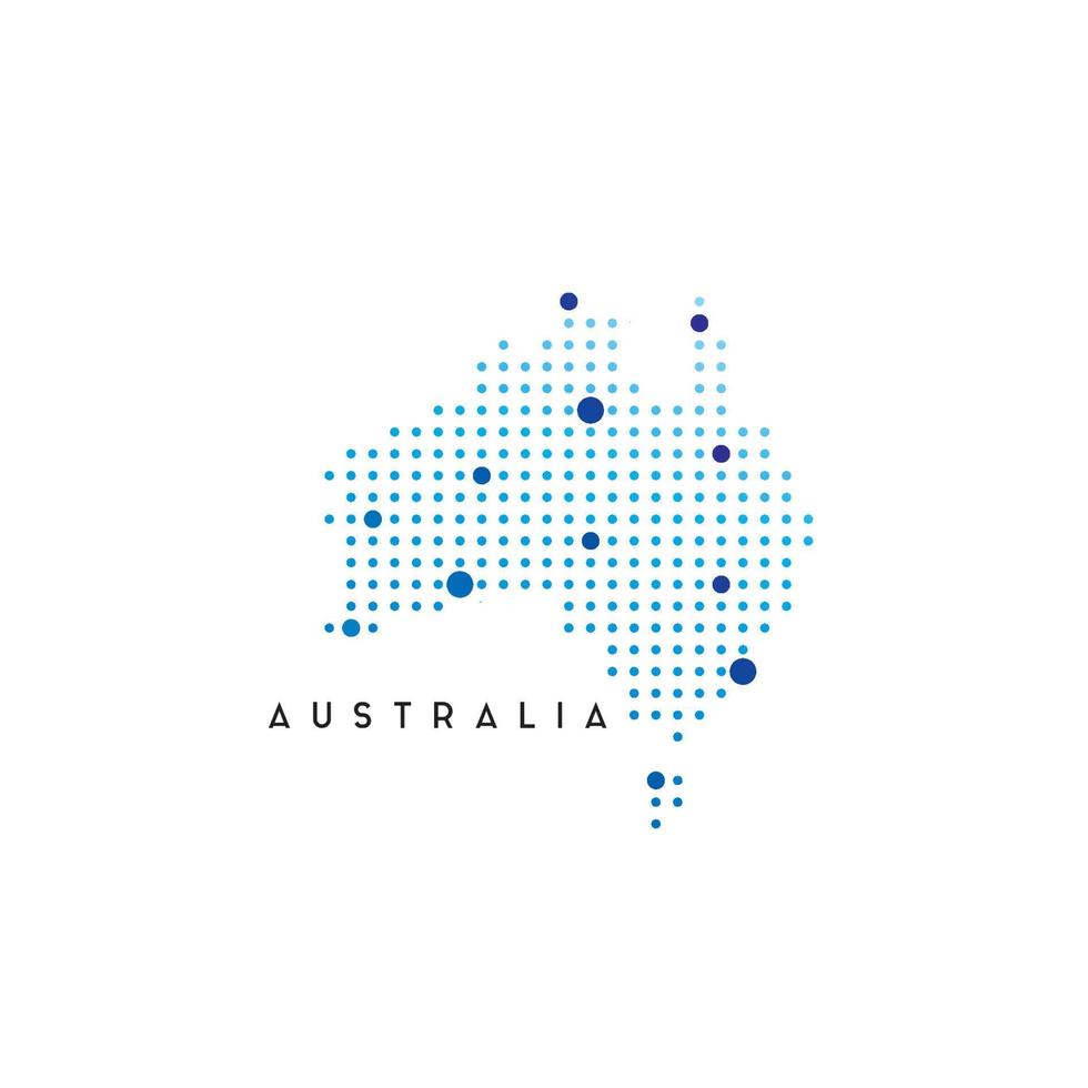 plantilla de diseño de logotipo de mapa de australia usando concepto punteado vector