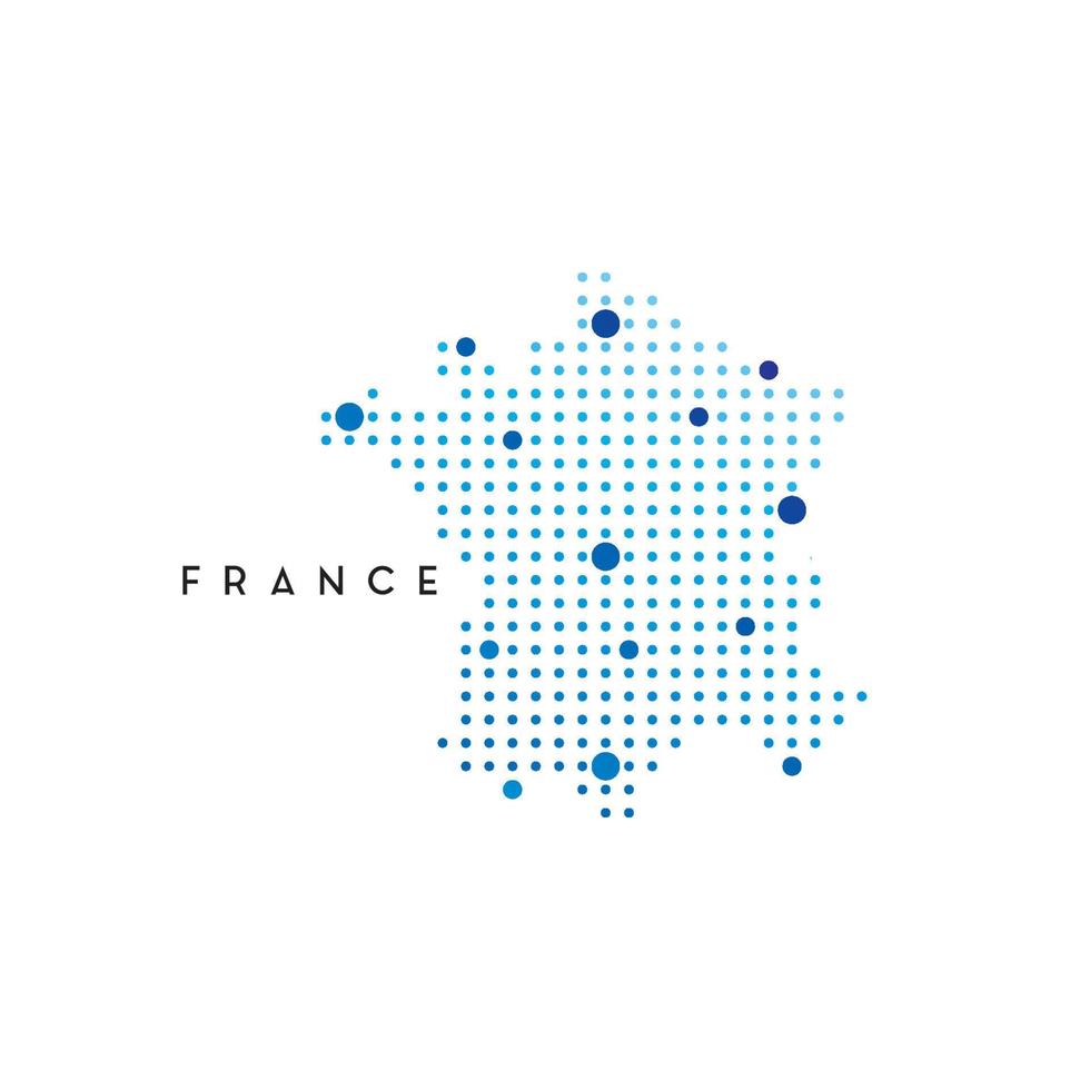 plantilla de diseño de logotipo de mapa de francia usando concepto punteado vector