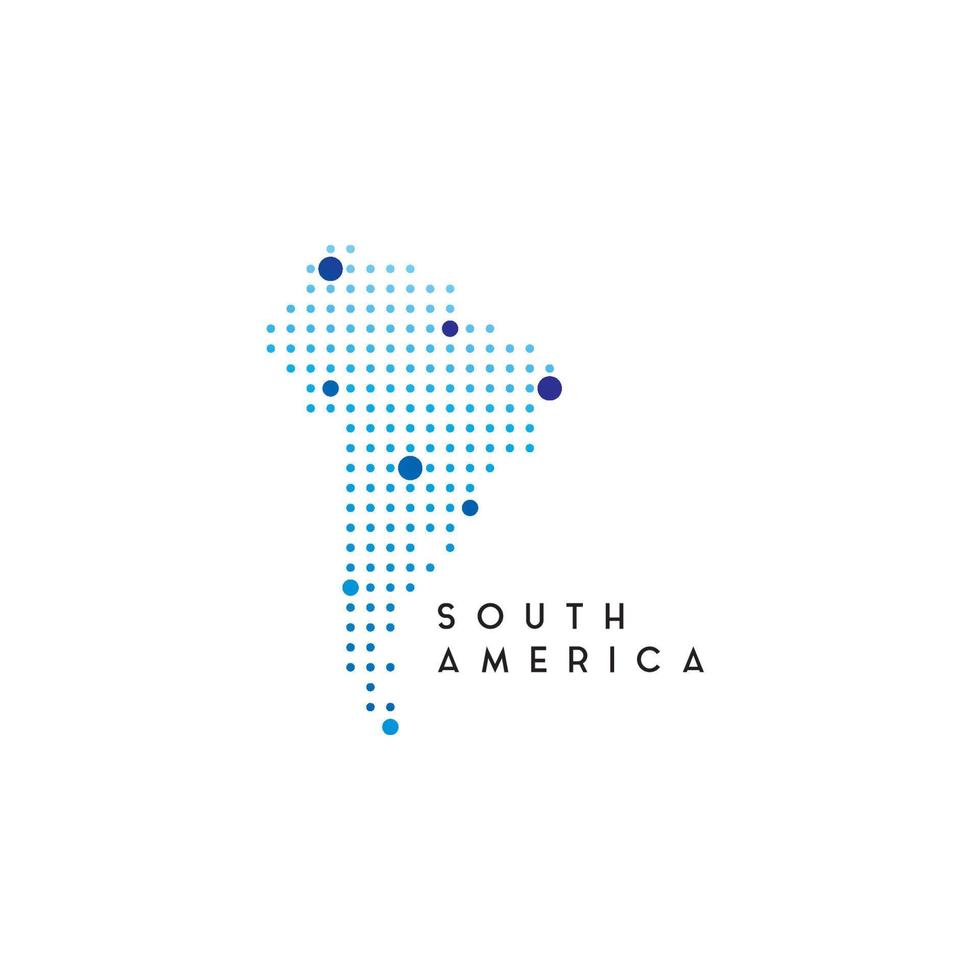 plantilla de diseño de logotipo de mapa de américa del sur usando concepto punteado vector