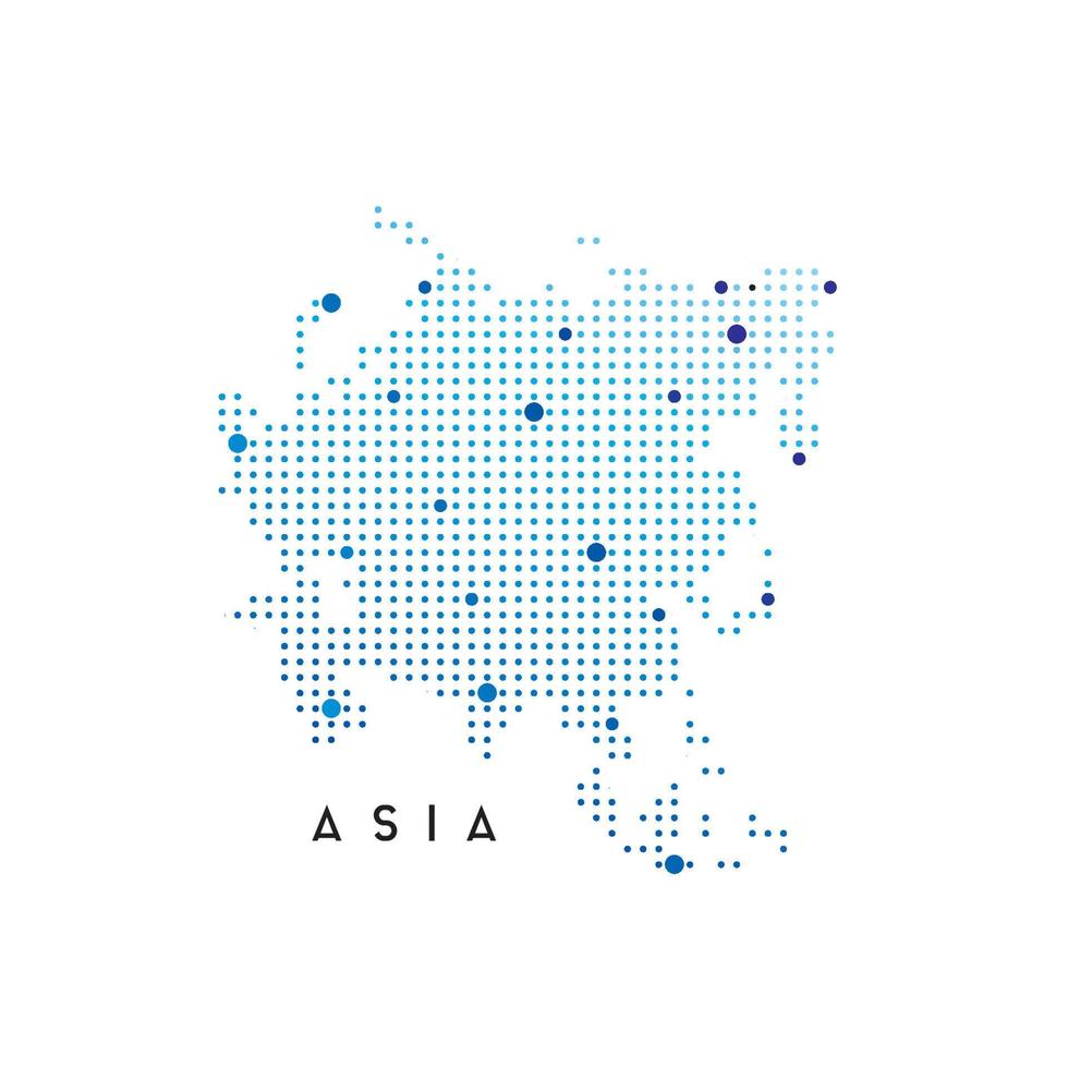 plantilla de diseño de logotipo de mapa de asia usando concepto punteado vector