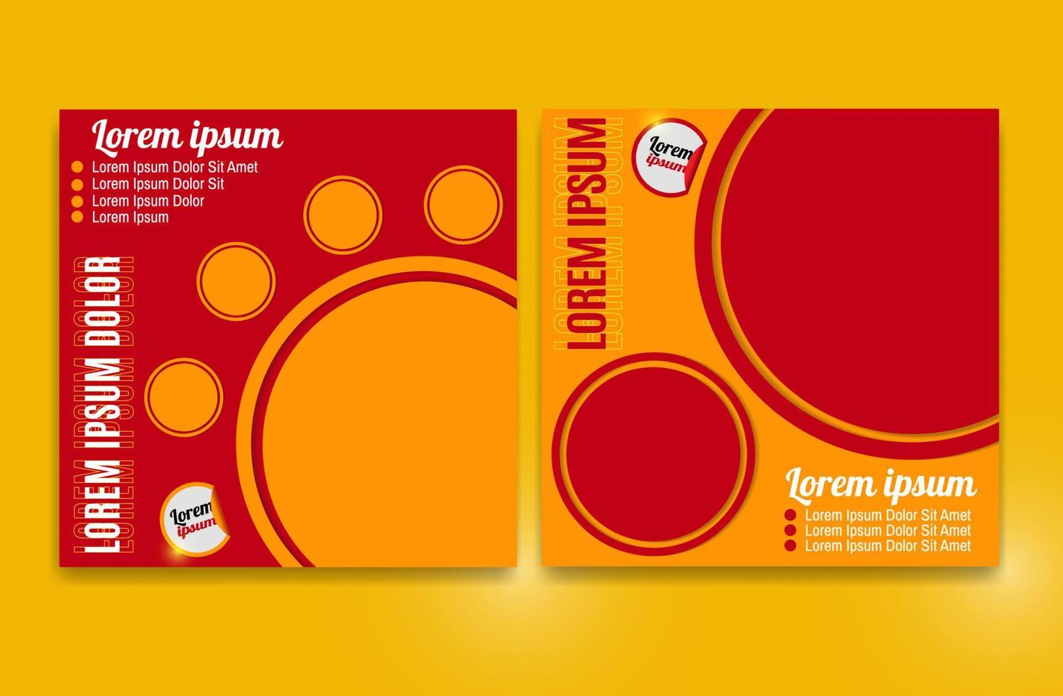 Social media post template with geometric rounded vector design