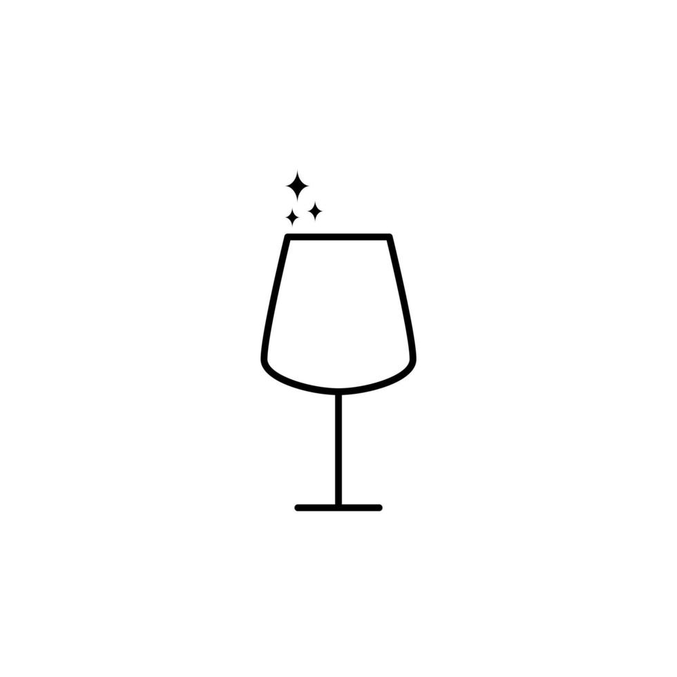 icono de copa de vino tinto espumoso sobre fondo blanco. simple, línea, silueta y estilo limpio. en blanco y negro. adecuado para símbolo, signo, icono o logotipo vector