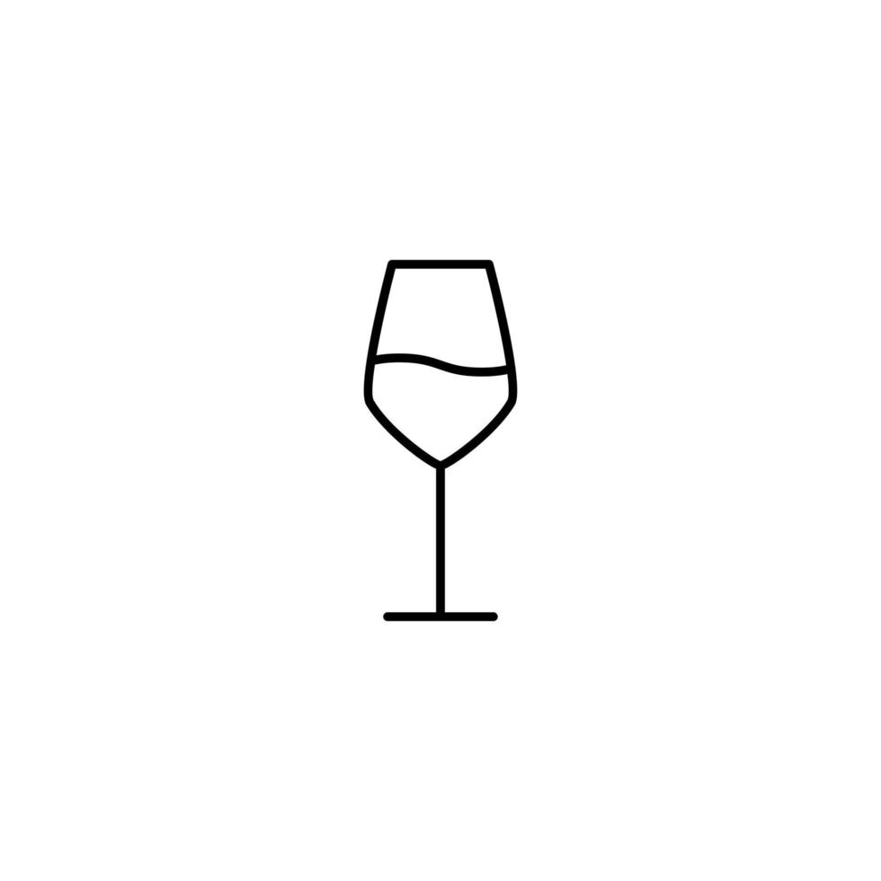 white wine glass icon with half filled with water on white background. simple, line, silhouette and clean style. black and white. suitable for symbol, sign, icon or logo vector