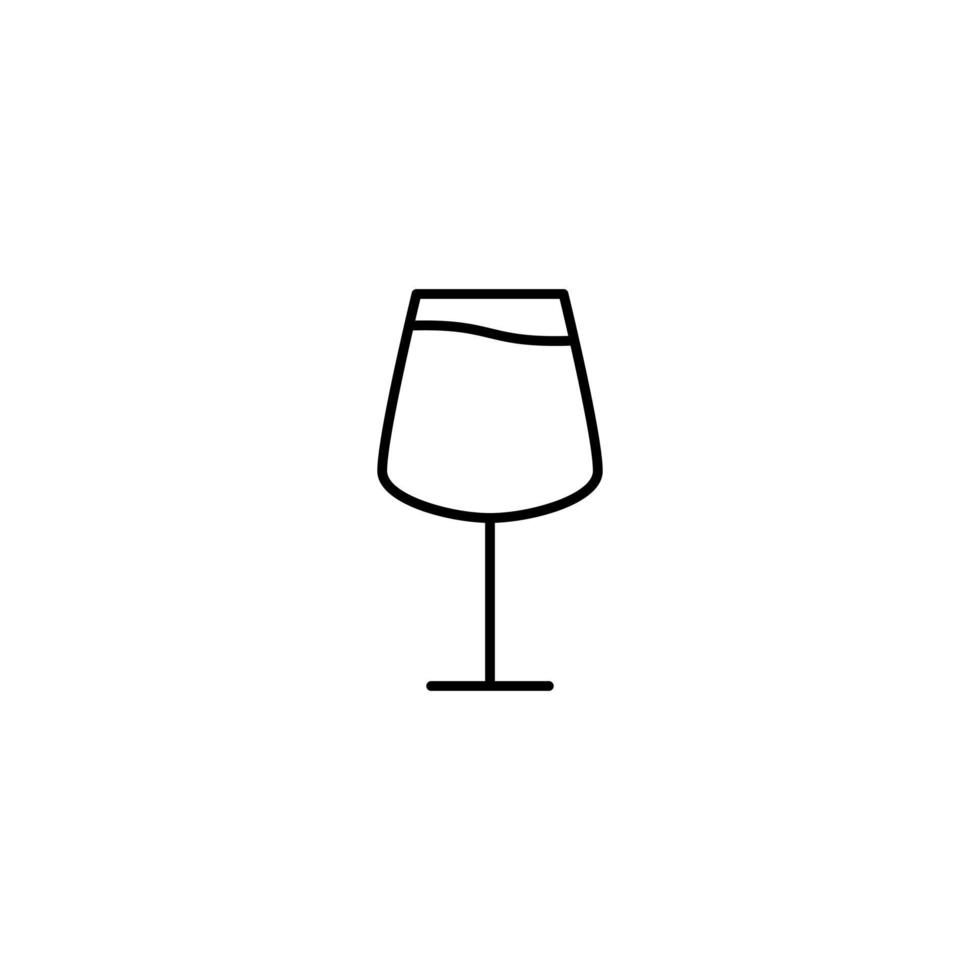 icono de copa de vino tinto lleno de agua sobre fondo blanco. simple, línea, silueta y estilo limpio. en blanco y negro. adecuado para símbolo, signo, icono o logotipo vector