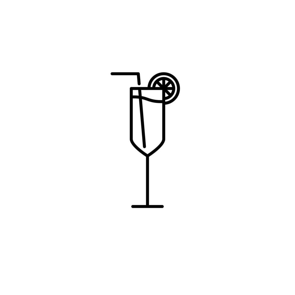 plute glass icon with straw and lemon slice on white background. simple, line, silhouette and clean style. black and white. suitable for symbol, sign, icon or logo vector