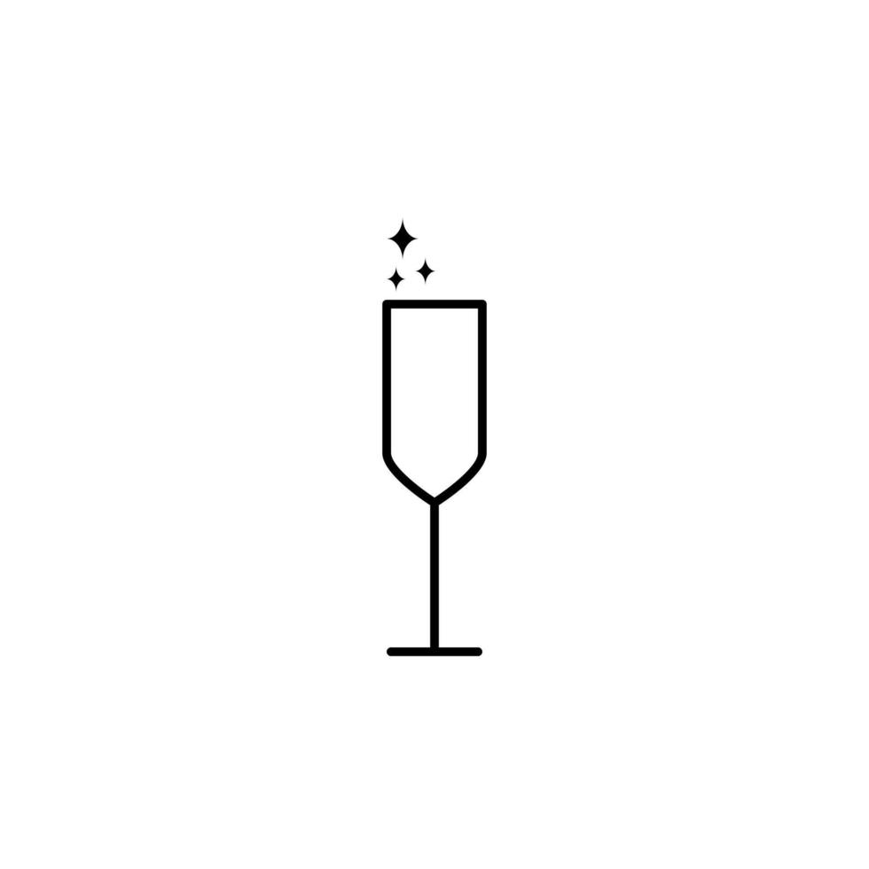sparkling plute glass icon on white background. simple, line, silhouette and clean style. black and white. suitable for symbol, sign, icon or logo vector