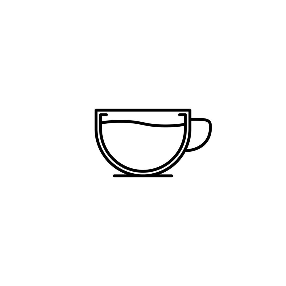 icono de taza lleno de agua sobre fondo blanco. simple, línea, silueta y estilo limpio. en blanco y negro. adecuado para símbolo, signo, icono o logotipo vector