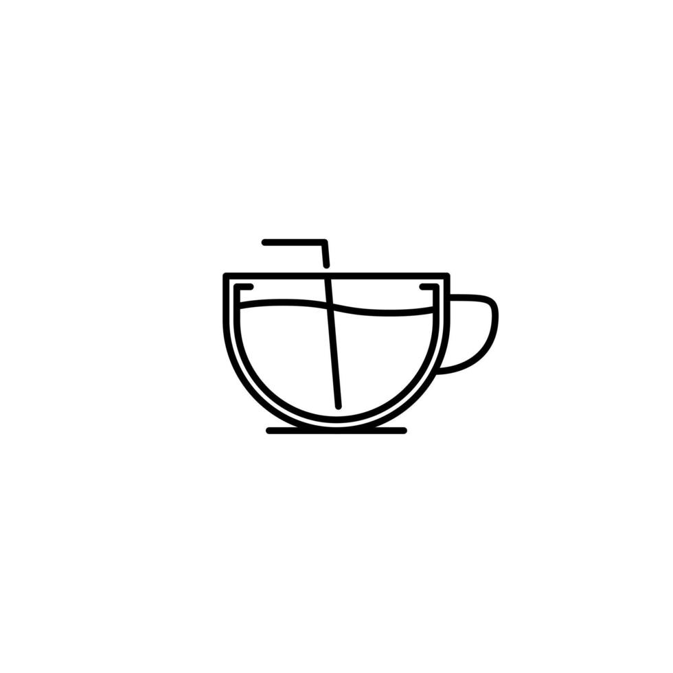 cup icon with straw on white background. simple, line, silhouette and clean style. black and white. suitable for symbol, sign, icon or logo vector