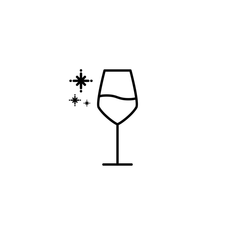 icono de copa de vino blanco con agua fría sobre fondo blanco. simple, línea, silueta y estilo limpio. en blanco y negro. adecuado para símbolo, signo, icono o logotipo vector