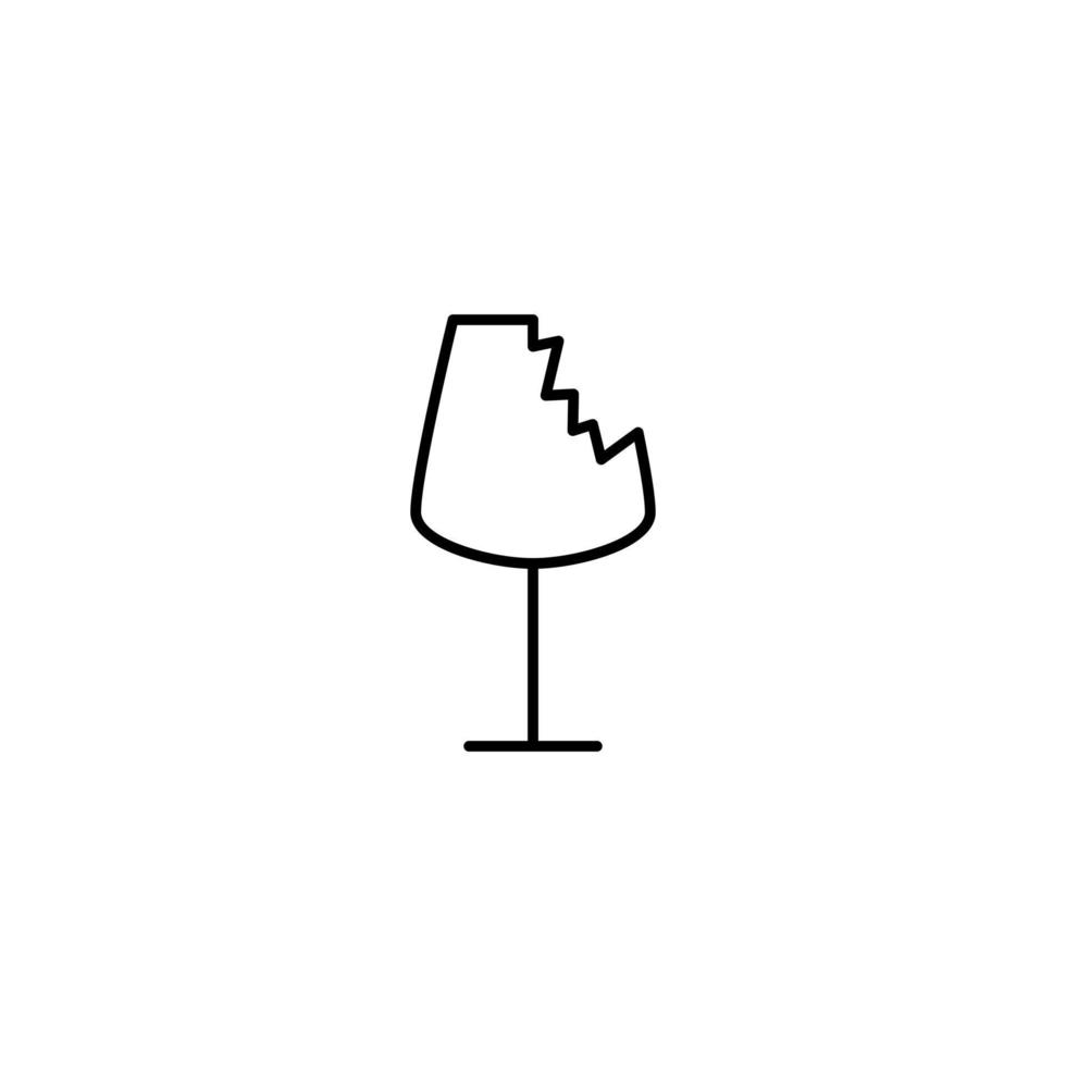 icono de copa de vino tinto triturado sobre fondo blanco. simple, línea, silueta y estilo limpio. en blanco y negro. adecuado para símbolo, signo, icono o logotipo vector