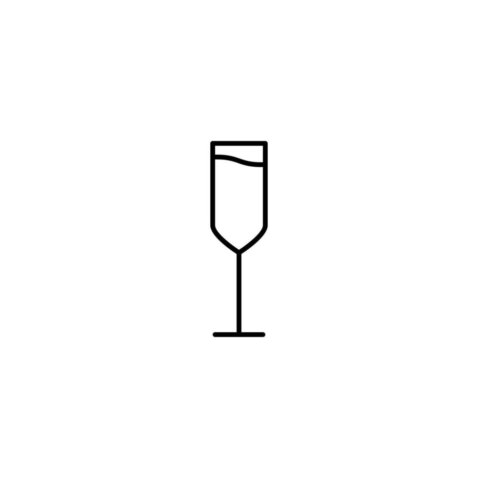 plute glass icon with full filled with water on white background. simple, line, silhouette and clean style. black and white. suitable for symbol, sign, icon or logo vector